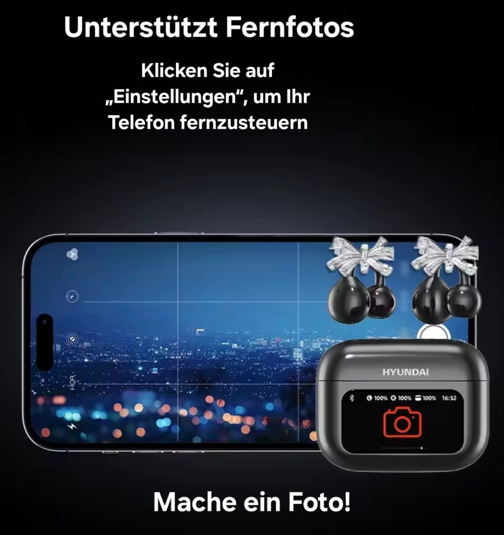 Bluetooth-Kopfhörer mit Ohrringen- LCD Touchscreen